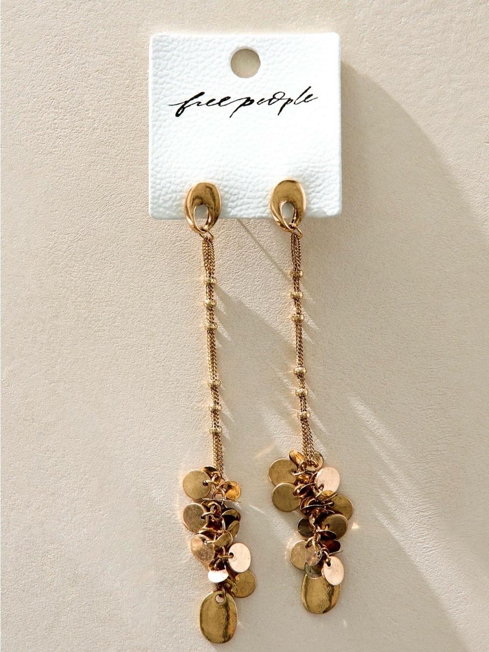 Free People Gold Cascading Disc Chain Earrings
